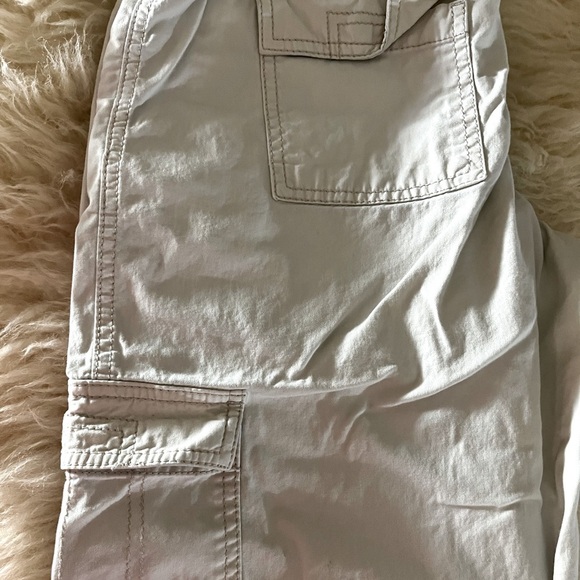 Tan Khaki Cargo Hi-Rise Optional Ankle/ Capris Drawstring Jeans - Picture 4 of 6